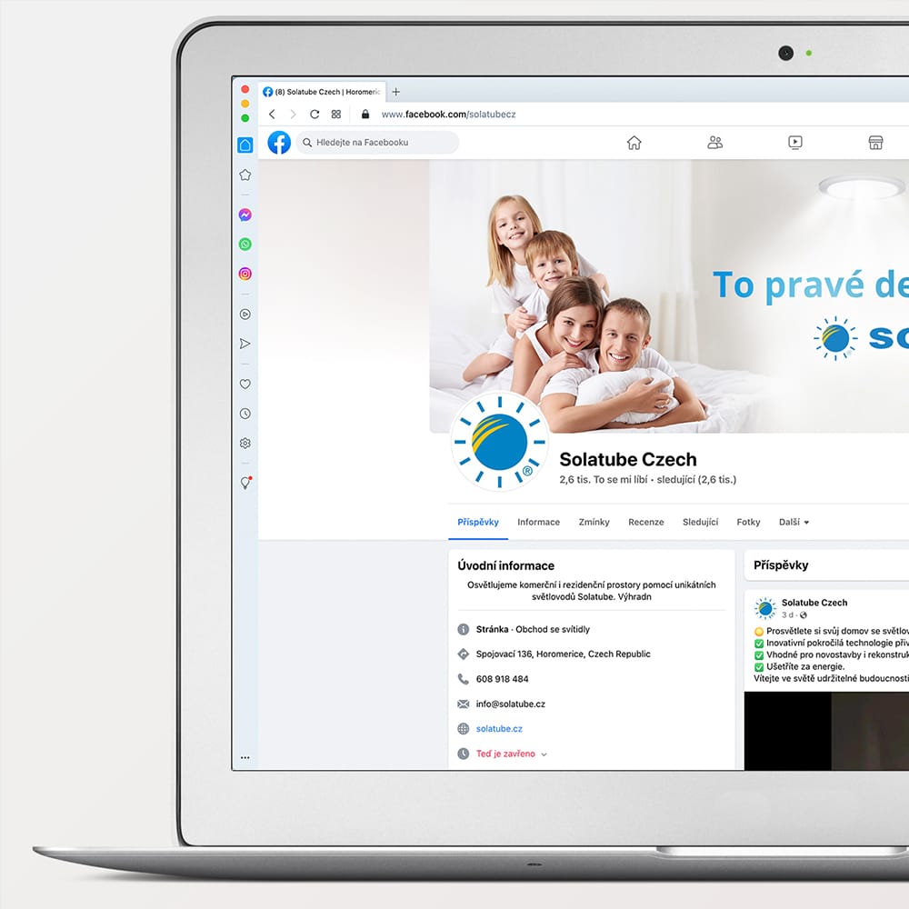 Portfolios 19 Solatube.cz administrace facebookového profilu