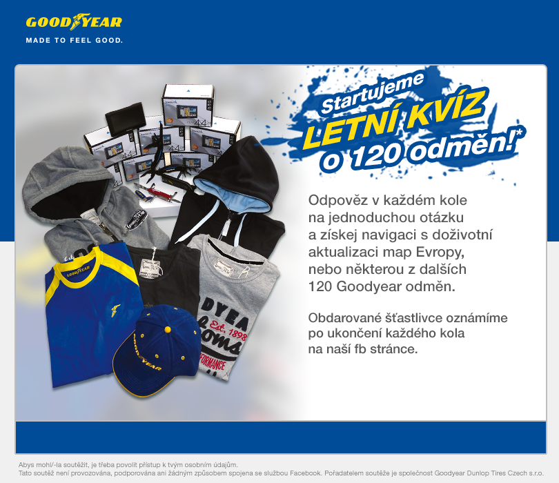 Letní kvíz Goodyear o 120 odměn