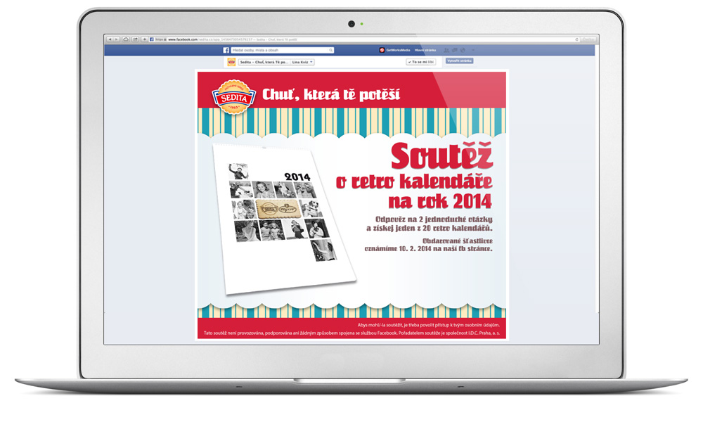 Sedita Retro kvíz 2014 - facebooková aplikace a soutěž o 20 nástěnných kalendářů