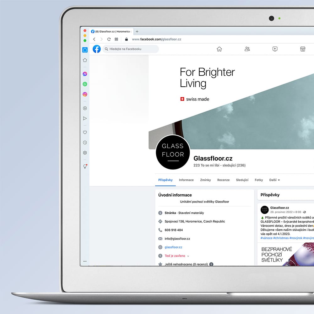 Portfolios 5 glassfloor.cz administrace facebookového profilu