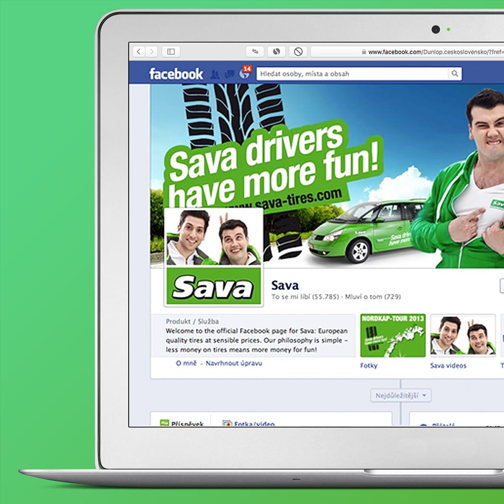 SAVA - administrace facebookov&eacute;ho profilu pneumatik